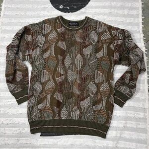 VINTAGE Brandini SWEATER 3D RAISED KNIT SZ L PULLOVER COOGIE STYLE COSBY GRANDPA